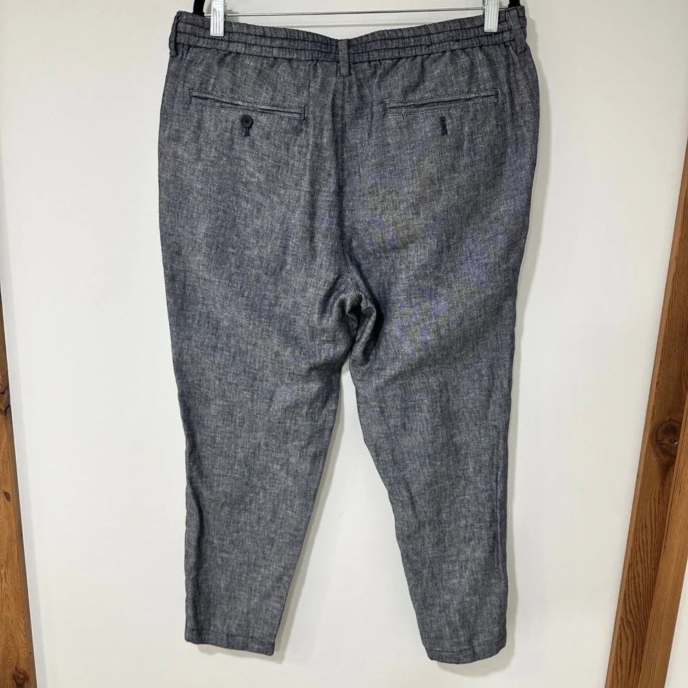 Banana Republic Mason Athletic Tapered Pants Mens 36x30 Blue Linen Blend Coastal